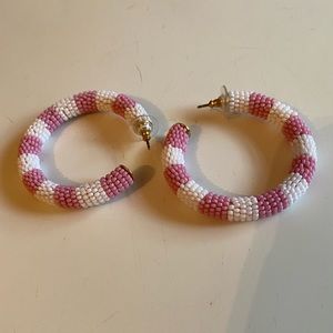 Pink and White Jcrew Bead Hoops